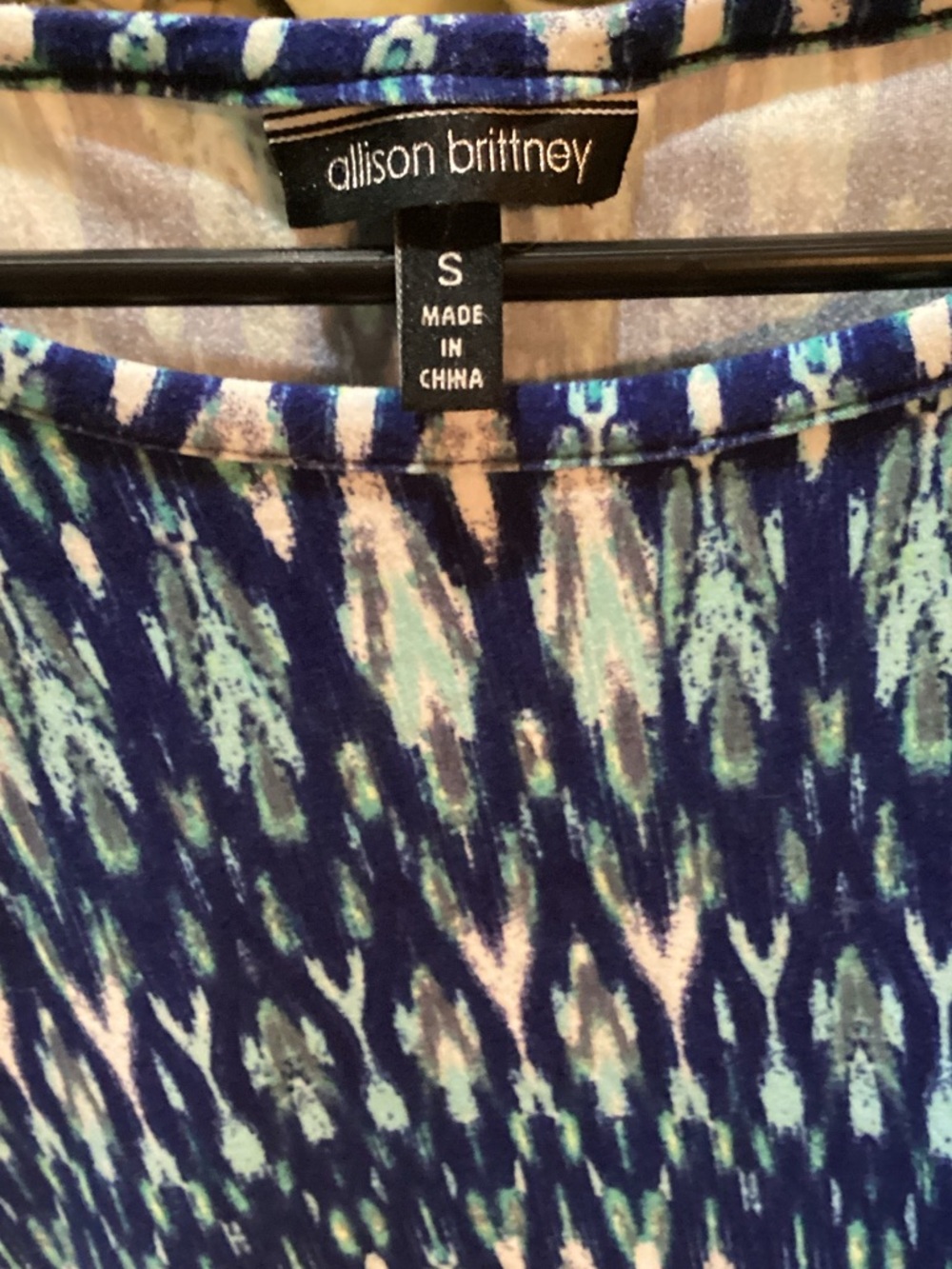 Allison Brittney Navy, Teal & Aqua Printed Top